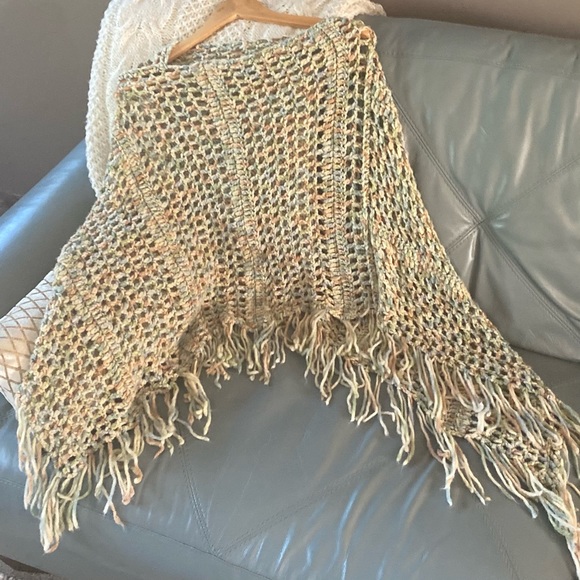 Sweaters - VINTAGE Handmade CROCHET Boho PONCHO OS
